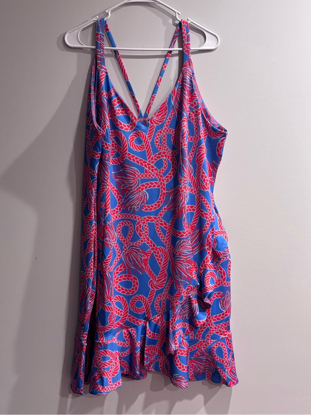 Gretchen Scott Designs Blue & Pink Rope-Print Strappy Mini Dress